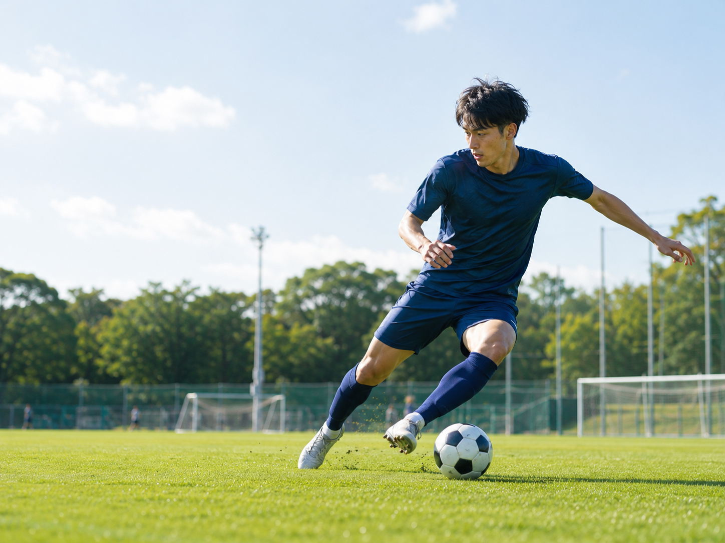 スポーツ中に切り返す選手